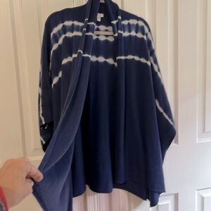 Garnet Hill Navy and White Open Front Poncho